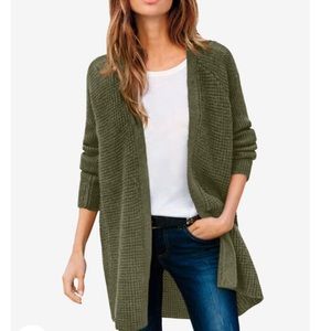 Mossimo Open Front Knit Cardigan Loose Flowy Light Green Army Olive Waffle